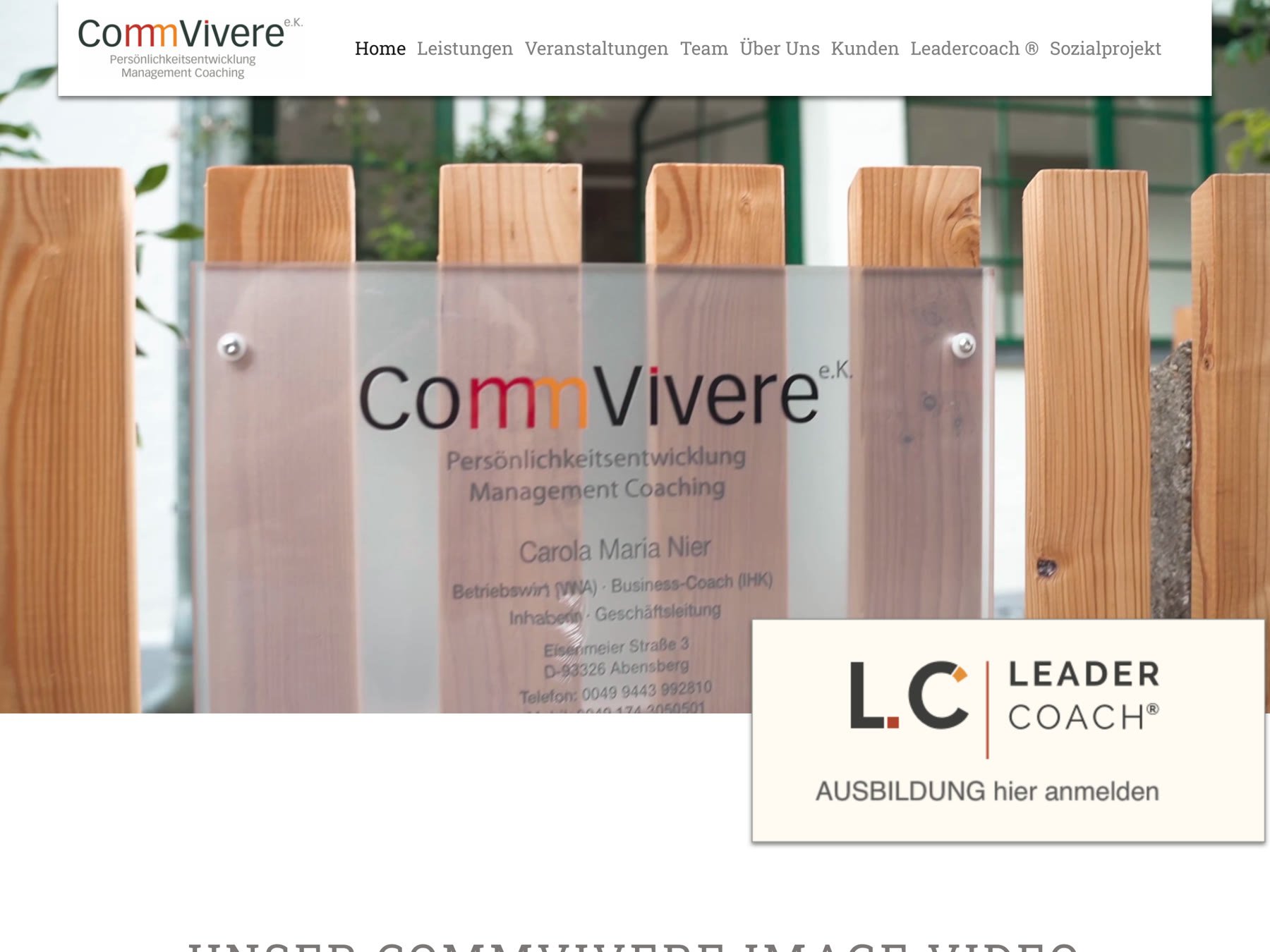 Startseite der Website von Commvivere Persönlichkeitsentwicklung