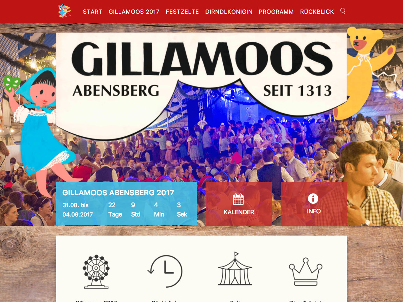 Startseite der Gillamoos-Website der Stadt Abensberg